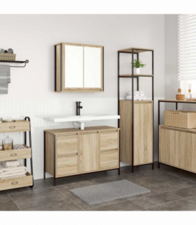vidaXL Bathroom Furniture Set with Drawer 2 pcs Sonoma Oak and Black