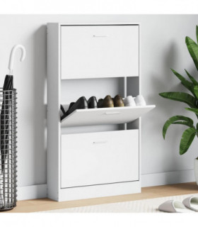 vidaXL Shoe Cabinet White 59x17x108 cm Engineered Wood