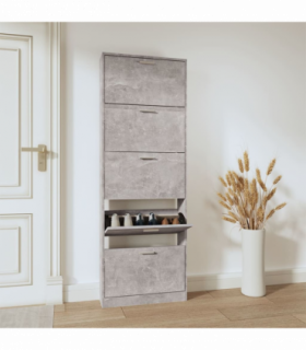 vidaXL Shoe Cabinet Concrete Grey 59x17x169 cm Engineered Wood