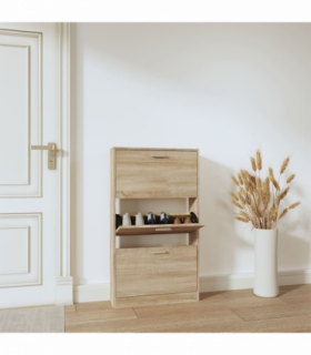 vidaXL Shoe Cabinet Oak 59x17x108 cm Engineered Wood