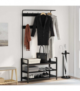 vidaXL Coat Rack with Shelf Black Oak 95 x 34 x 184 cm Engineered wood