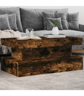 vidaXL Coffee Table with LED Lights Smoked Oak 90x50x40 cm