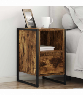 vidaXL Bedside Table Smoke Oak 39.5 x 30 x 50 cm Engineered Wood