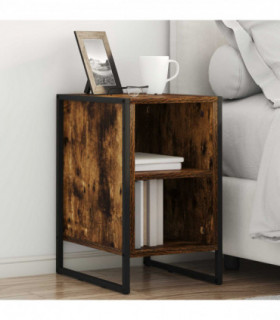 vidaXL Bedside Table Smoke Oak 39.5 x 30 x 50 cm Engineered Wood