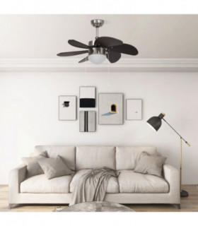 vidaXL Ceiling Fan with Light 76 cm Dark Brown