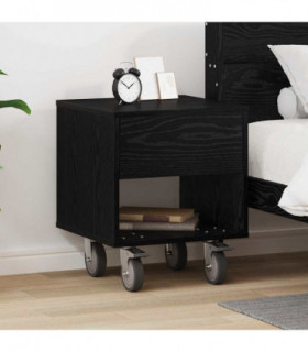 vidaXL Bedside Table Black Oak 40.5 x 40 x 48 cm Engineered Wood