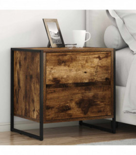 vidaXL Bedside Table Smoke Oak 50 x 39.5 x 50 cm Engineered Wood