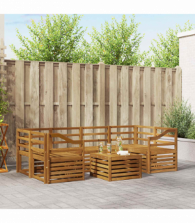 vidaXL Sofa Sets 7 pcs Natural Solid Acacia Wood