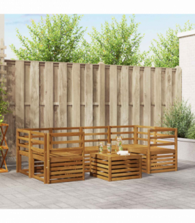 vidaXL Sofa Sets 7 pcs Natural Solid Acacia Wood