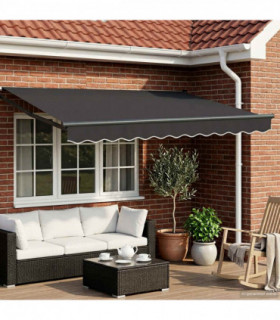 vidaXL Manual Retractable Awning with LEDs Anthracite 3.5 x 2 m