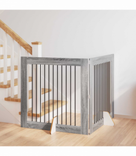 vidaXL Dog Gate with Stands 2 pcs Grey Sonoma 100 x 100 cm