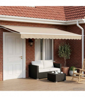 vidaXL Electric Retractable Awning Beige and White 5 x 3.5 m