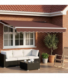 vidaXL Manual Retractable Awning with LEDs Brown and White 3 x 2.5 m