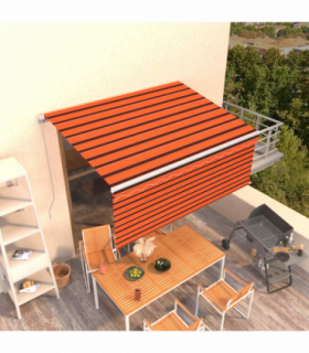 vidaXL Manual Retractable Awning with Blind 3.5x2.5m Orange&Brown