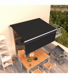 vidaXL Manual Retractable Awning with Blind 3x2.5m Anthracite
