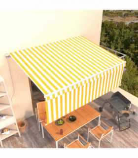 vidaXL Manual Retractable Awning with Blind 4x3m Yellow&White