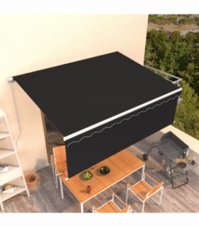 vidaXL Manual Retractable Awning with Blind 4x3m Anthracite