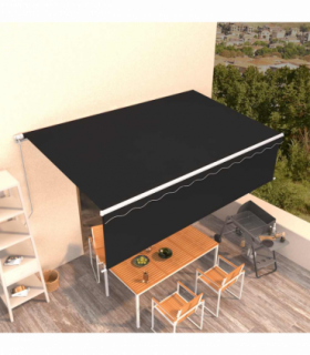vidaXL Manual Retractable Awning with Blind 5x3m Anthracite