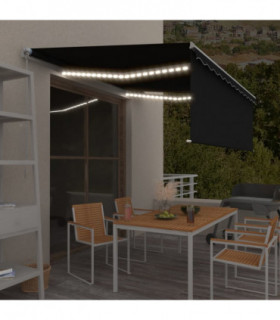 vidaXL Manual Retractable Awning with Blind&LED 4x3m Anthracite