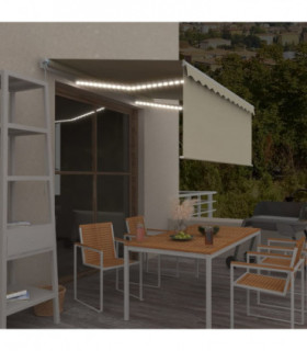 vidaXL Manual Retractable Awning with Blind&LED 3.5x2.5m Cream