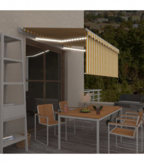 vidaXL Manual Retractable Awning with Blind&LED 3.5x2.5m Yellow&White