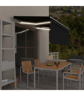 vidaXL Manual Retractable Awning with Blind&LED 3x2.5m Anthracite
