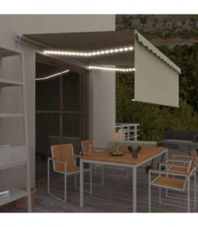 vidaXL Manual Retractable Awning with Blind&LED 4x3m Cream