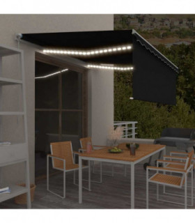 vidaXL Manual Retractable Awning with Blind&LED 4.5x3m Anthracite