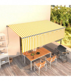 vidaXL Manual Retractable Awning with Blind 5x3m Yellow&White