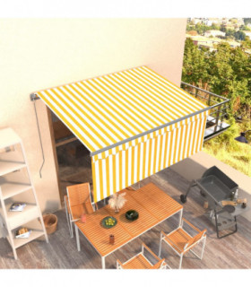 vidaXL Manual Retractable Awning with Blind 3x2.5m Yellow&White