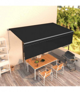 vidaXL Manual Retractable Awning with Blind 5x3m Anthracite