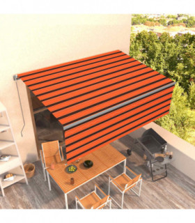vidaXL Manual Retractable Awning with Blind 4.5x3m Orange&Brown