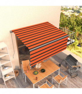 vidaXL Manual Retractable Awning with Blind 3x2.5m Orange&Brown