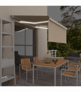 vidaXL Manual Retractable Awning with Blind&LED 3.5x2.5m Cream