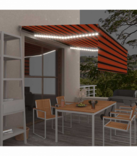 vidaXL Manual Retractable Awning with Blind&LED 4.5x3m Orange&Brown