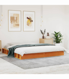 vidaXL Bed Frame without Mattress Wax Brown 200x200 cm Solid Wood Pine
