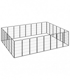 vidaXL 28-Panel Dog Playpen Black 50x100 cm Powder-coated Steel
