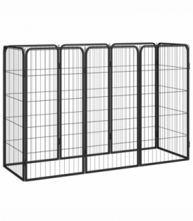 vidaXL 8-Panel Dog Playpen Black 50x100 cm Powder-coated Steel