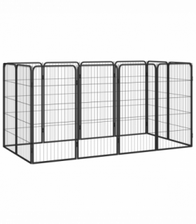 vidaXL 12-Panel Dog Playpen Black 50x100 cm Powder-coated Steel