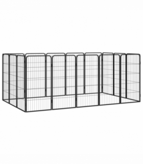 vidaXL 16-Panel Dog Playpen Black 50x100 cm Powder-coated Steel