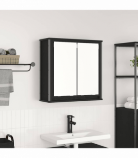 vidaXL Bathroom Wall Cabinet with Mirror Black Oak 60x21x60 cm