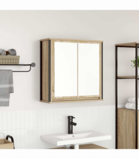 vidaXL Bathroom Wall Cabinet with Mirror Sonoma Oak 60x21x60 cm
