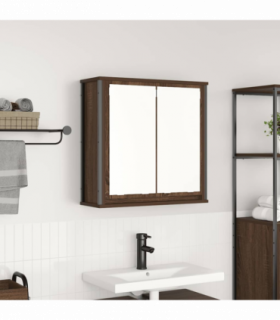 vidaXL Bathroom Wall Cabinet with Mirror Brown Oak 60x21x60 cm