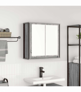 vidaXL Bathroom Wall Cabinet with Mirror Grey Sonoma 60x21x60 cm