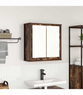 vidaXL Bathroom Wall Cabinet with Mirror Smoked Oak 60x21x60 cm