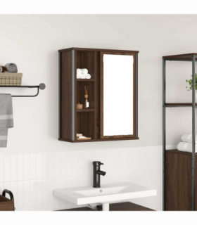 vidaXL Bathroom Wall Cabinet with Mirror Brown Oak 50x21x60 cm