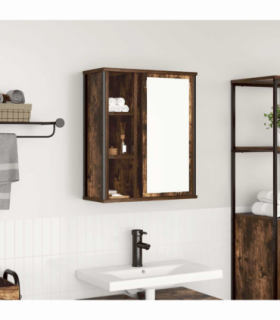vidaXL Bathroom Wall Cabinet with Mirror Smoked Oak 50x21x60 cm