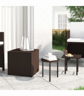 vidaXL Side Tables 3 pcs Brown Poly Rattan