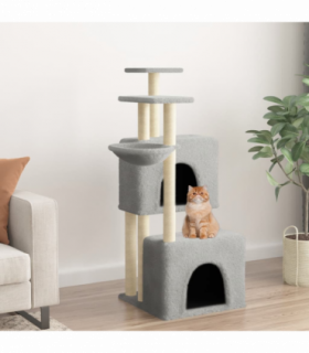 vidaXL Cat Tree with Sisal Scratching Posts Light Grey 122 cm