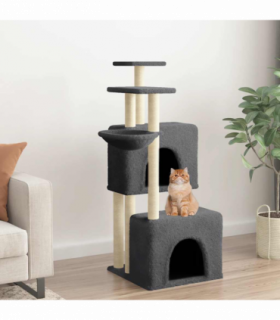 vidaXL Cat Tree with Sisal Scratching Posts Dark Grey 122 cm